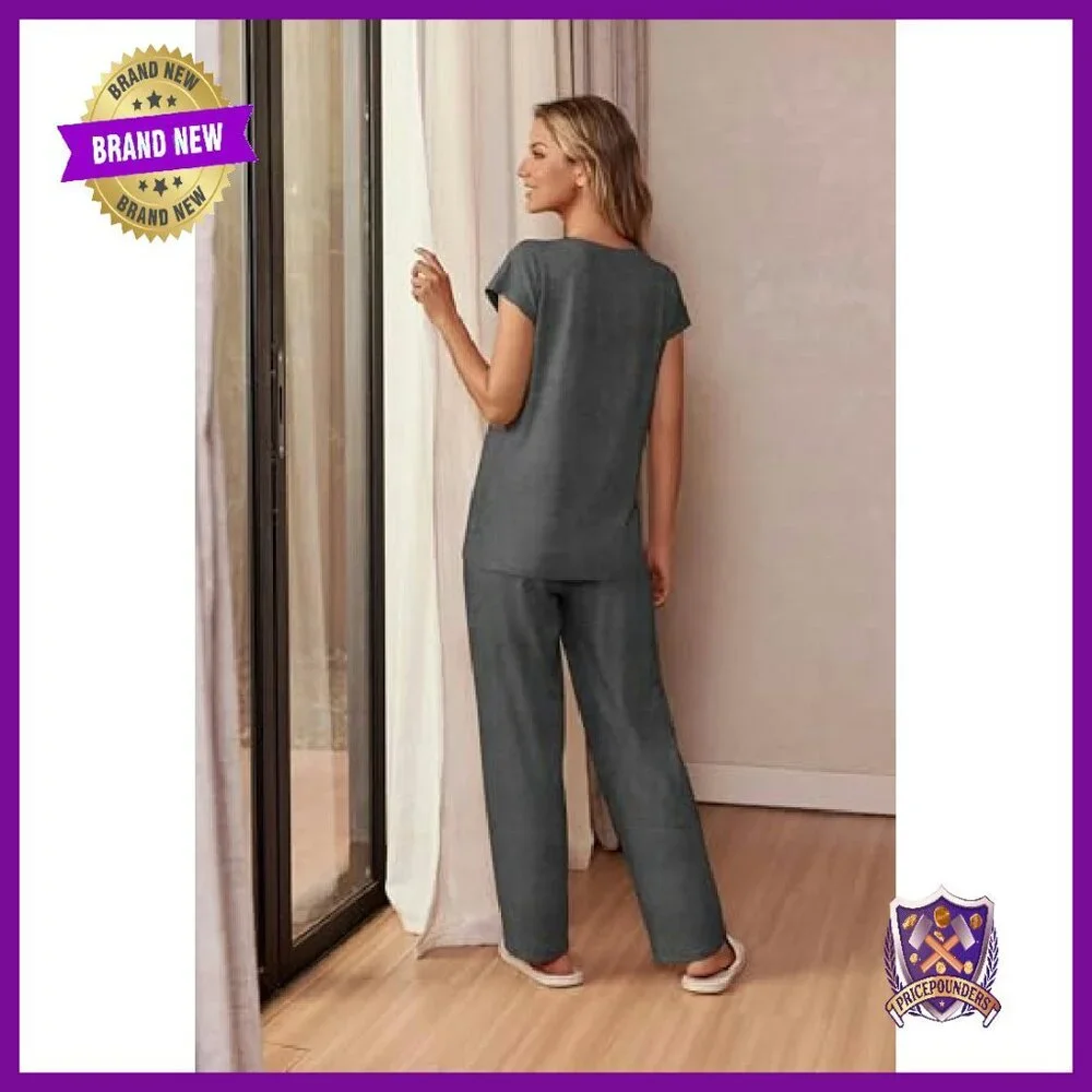 Soft Cap Sleeve Pajama Set with Pockets, Comfy Lounge Wear S-XXL - Picture 5 of 8